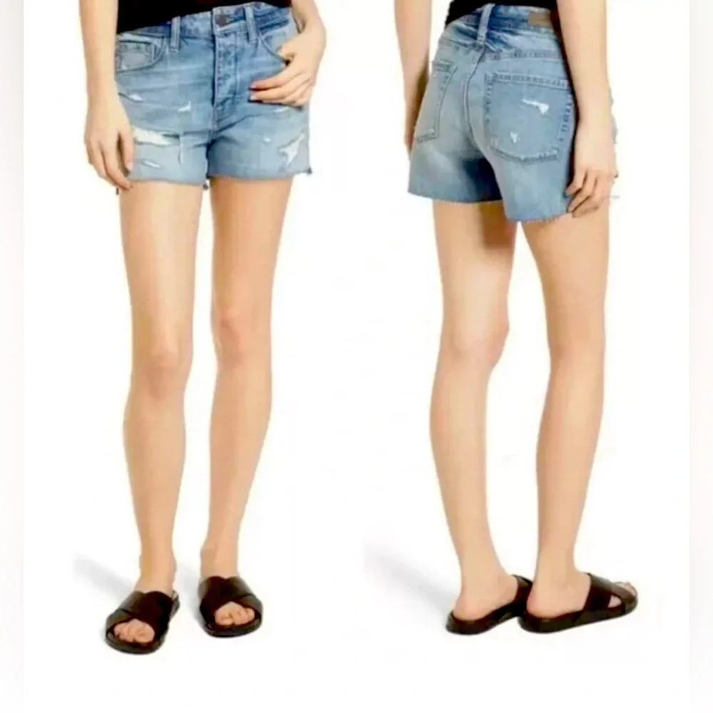 Treasure & Bond Foster Boyfriend High Rise Denim Shorts Blue Size 27 NWT Buttons - Picture 2 of 11